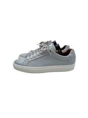 Hugo Boss Mens Italian Leather Sneakers Size 12 Light Gray Textured Design